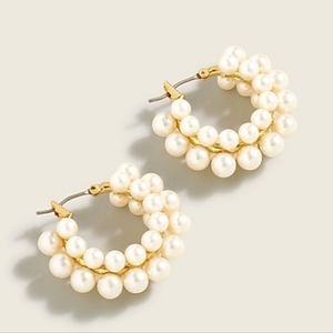 J. Crew Layered Mini Pearl Hoop Earrings